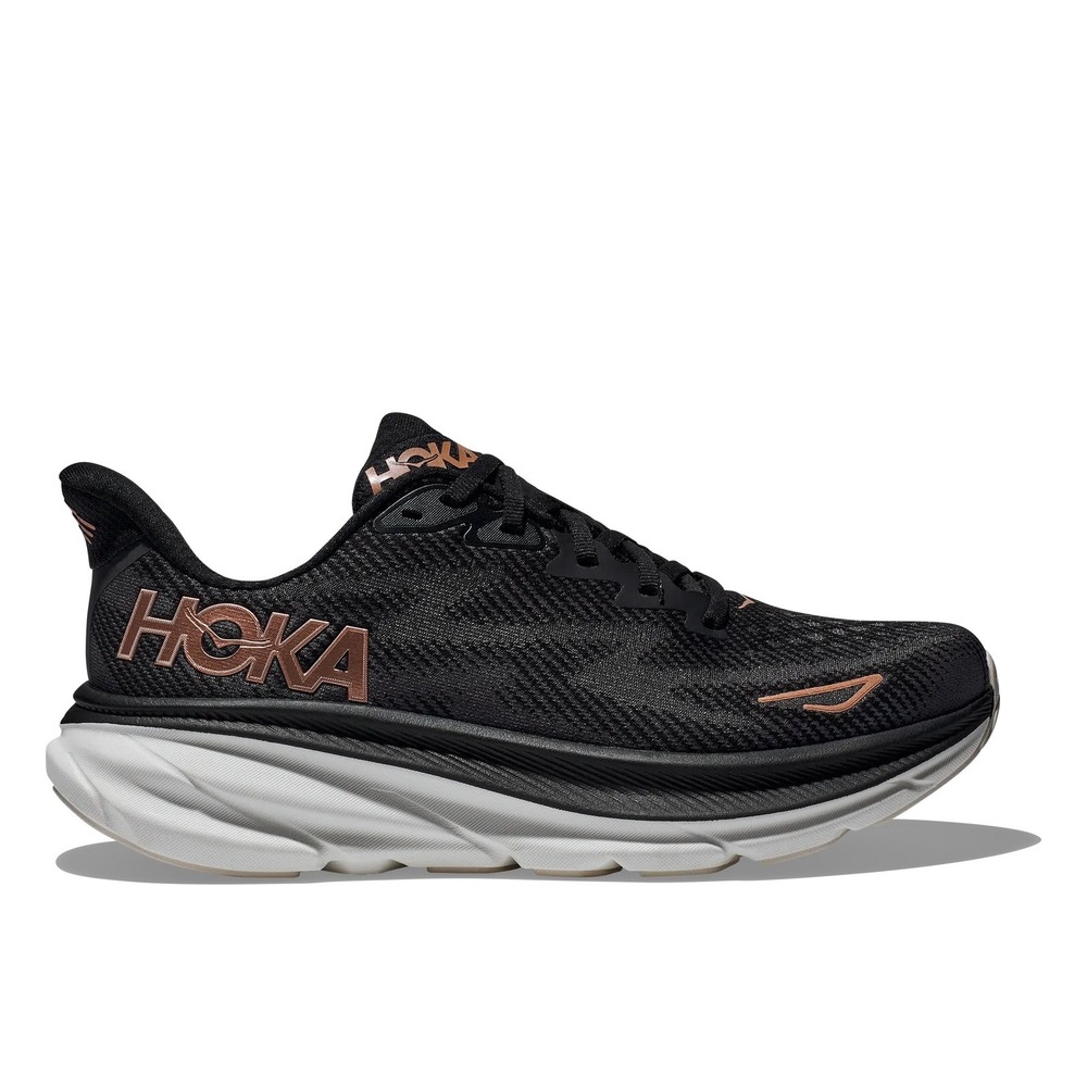 Hoka Sneakers Clifton 9 Women Black Rose Gold Running  7.5B